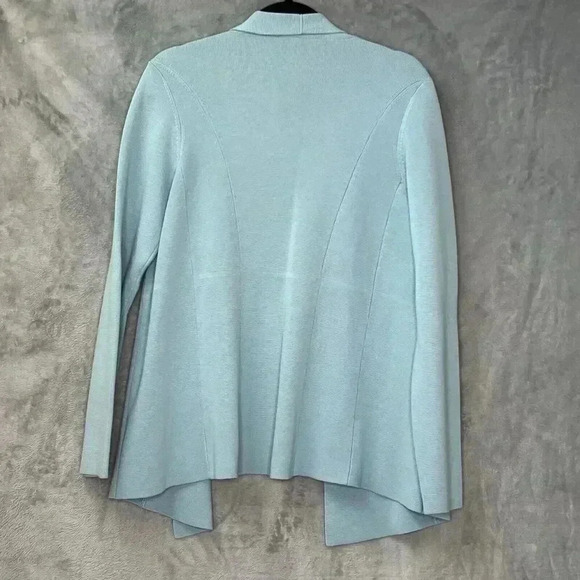 EILEEN FISHER Sz M Open Sweater Cardigan Jacket Capri Blue Silk Organic Cotton - Picture 12 of 16